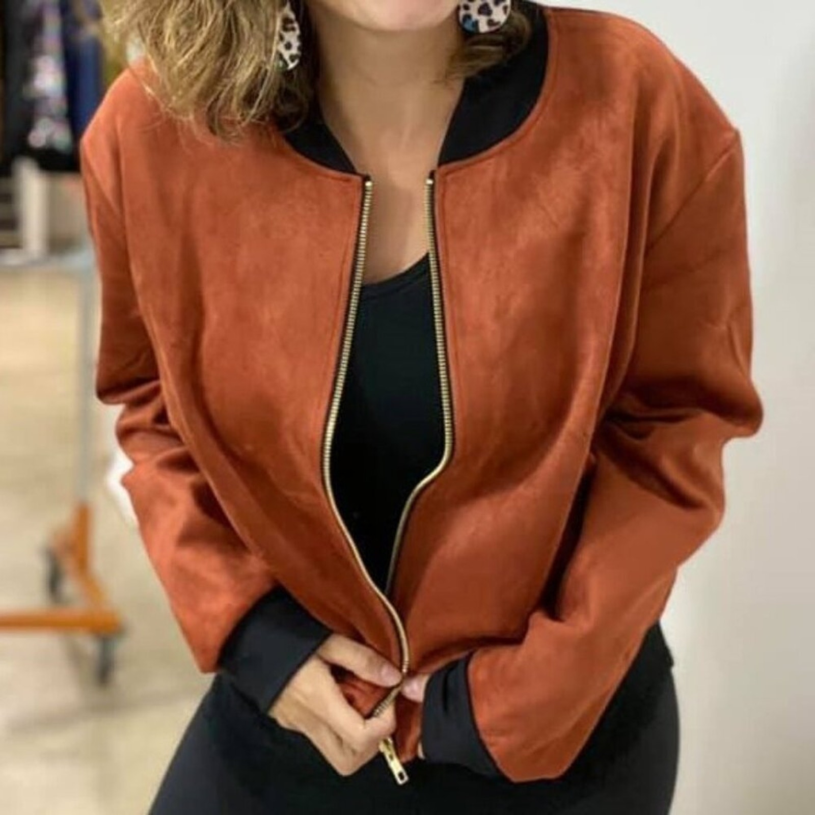 New Xl Lularoe Faux Suede Orange Velour Stevie Bomber Jacket 90s Y2k Zipper
